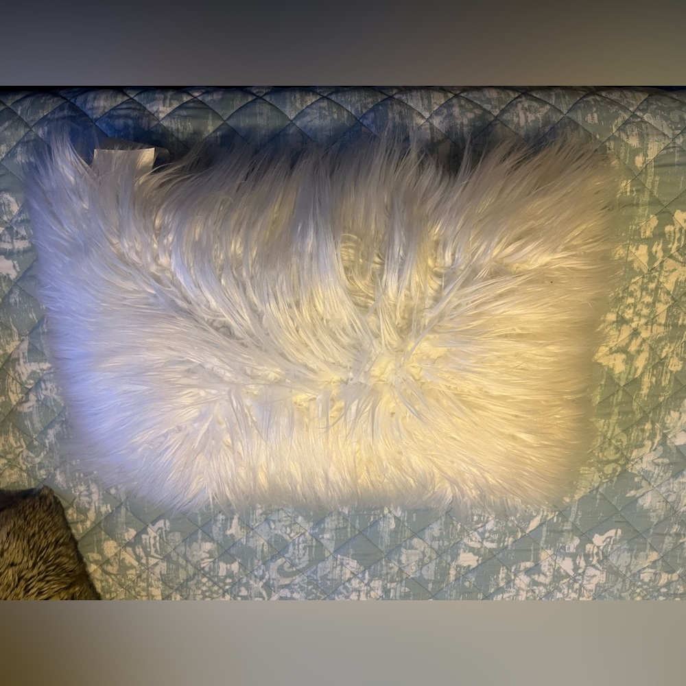 Fluffy White Faux Fur Pillow